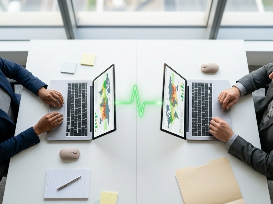 Two organisations sharing compliance data across platforms