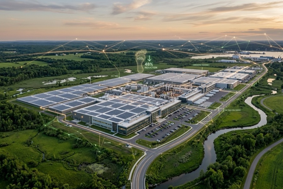 Carbon emissions dashboard showing CBAM compliance and supply chain carbon footprint tracking